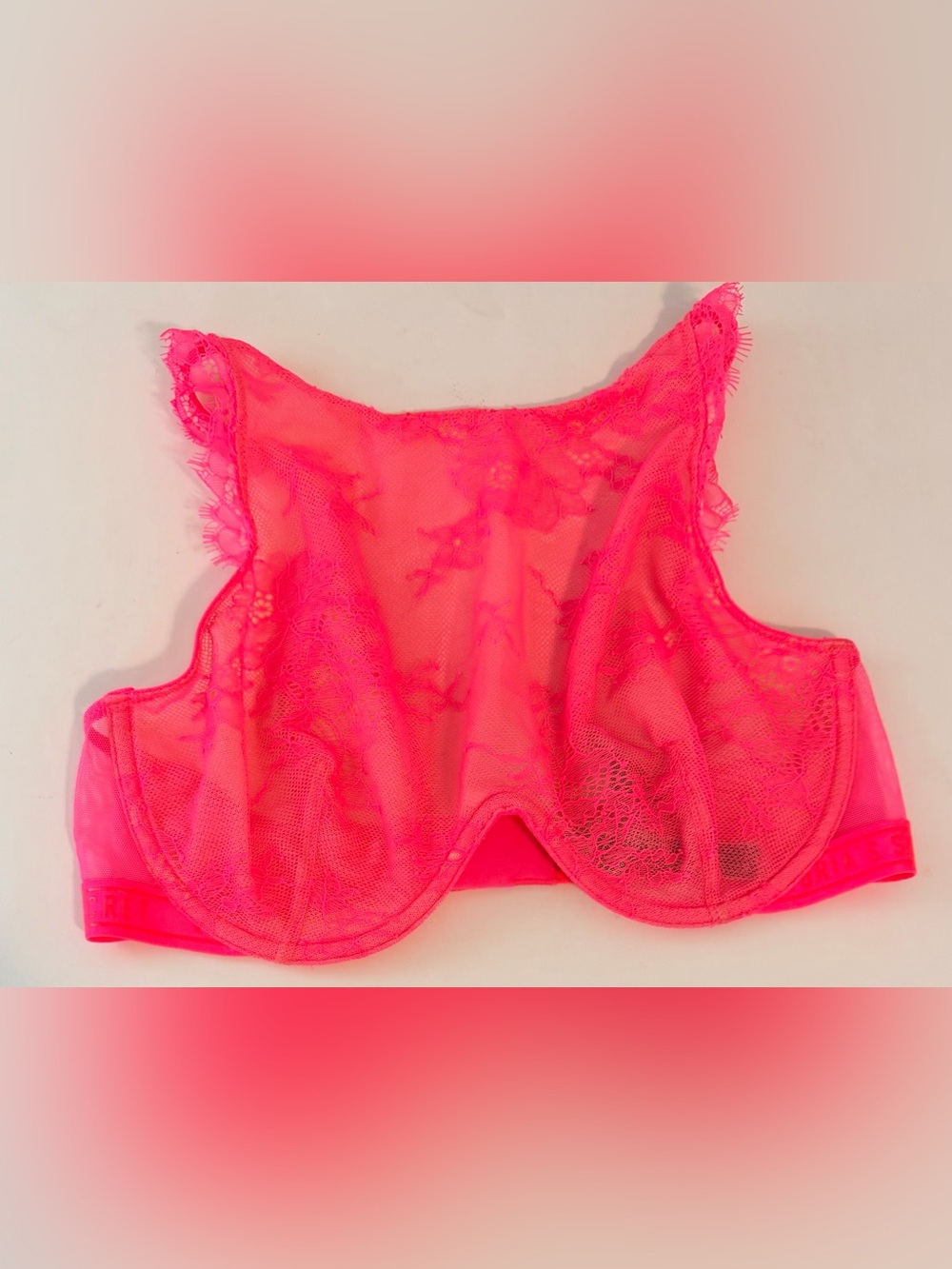 Victoria's Secret Neon Pink High-Neck Lace Unlined Bra - 34C
